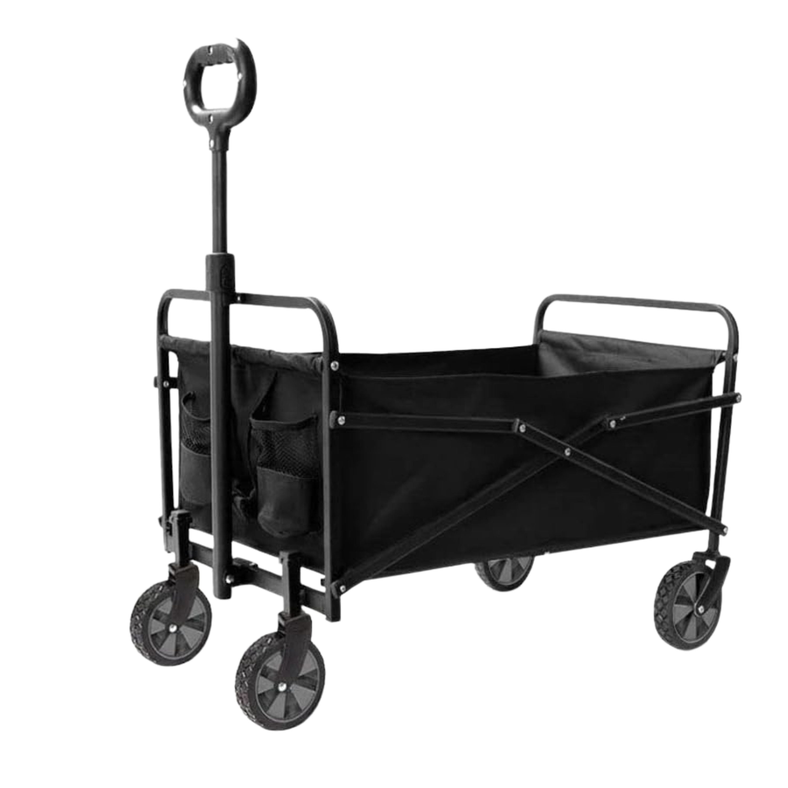 Large Shopping Trolley On Wheels Foldable with Cover Bag Wheels & Adjustable Handle, Heavy Duty Folding Wagon & Portable, Storage Trolley Cart Wagon for Sports, Shopping, Camping