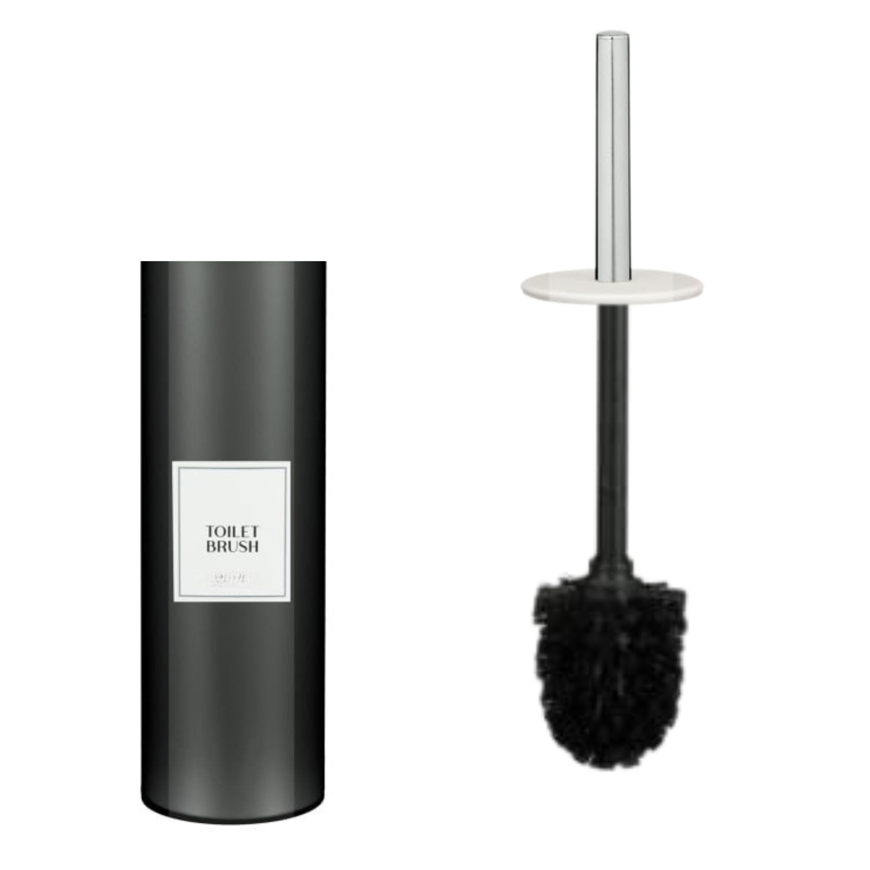 Stainless Steel Toilet Brush with Holder, Round Stainless Steel Bathroom Deep Cleaning Scrub Toilet Brush & Holder Set, Attached Lid Toilet Cleaner Brush