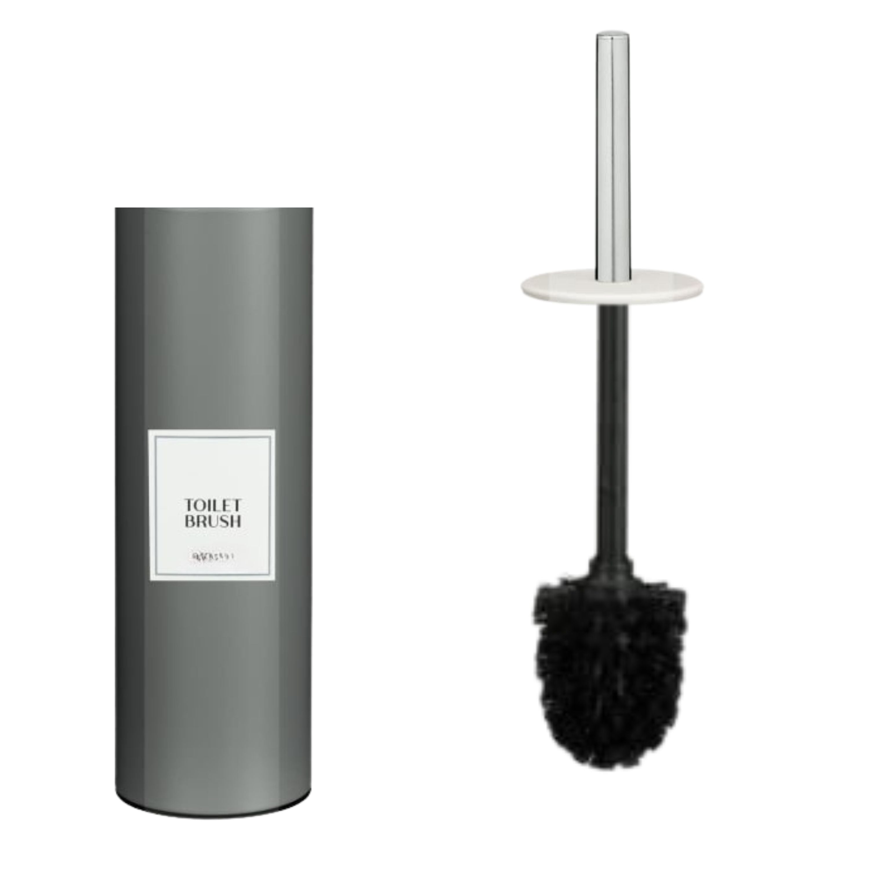 Stainless Steel Toilet Brush with Holder, Round Stainless Steel Bathroom Deep Cleaning Scrub Toilet Brush & Holder Set, Attached Lid Toilet Cleaner Brush