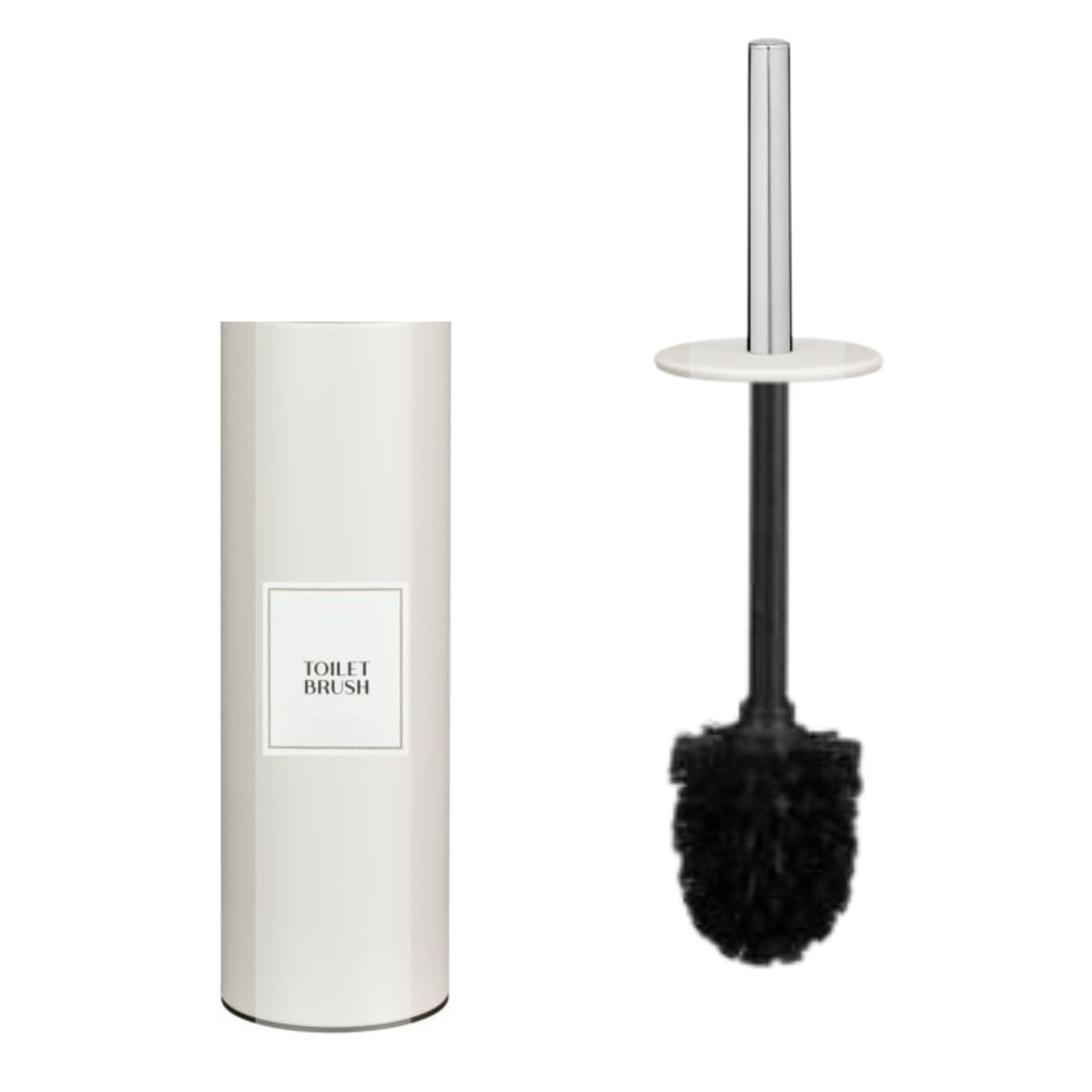 Stainless Steel Toilet Brush with Holder, Round Stainless Steel Bathroom Deep Cleaning Scrub Toilet Brush & Holder Set, Attached Lid Toilet Cleaner Brush