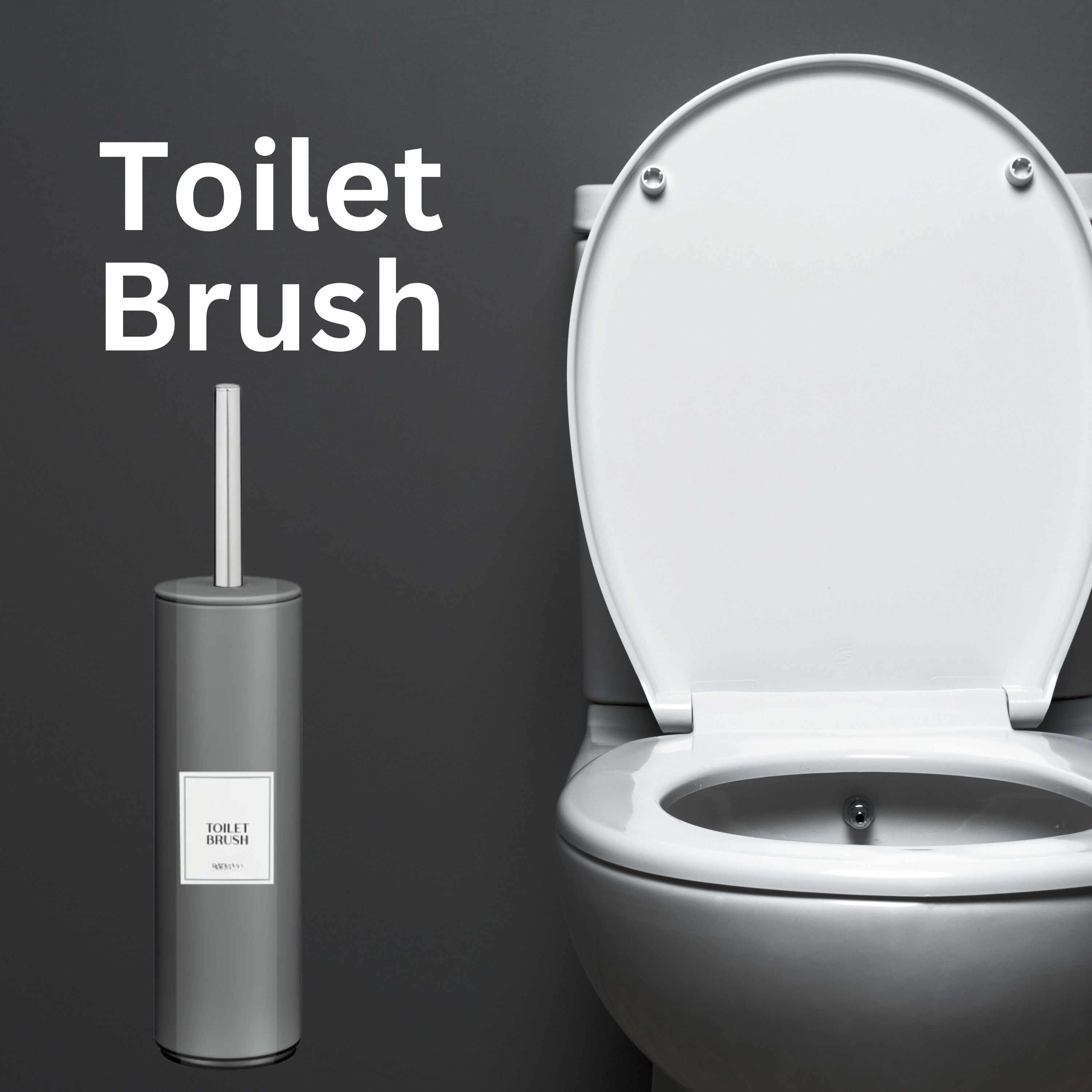 Stainless Steel Toilet Brush with Holder, Round Stainless Steel Bathroom Deep Cleaning Scrub Toilet Brush & Holder Set, Attached Lid Toilet Cleaner Brush