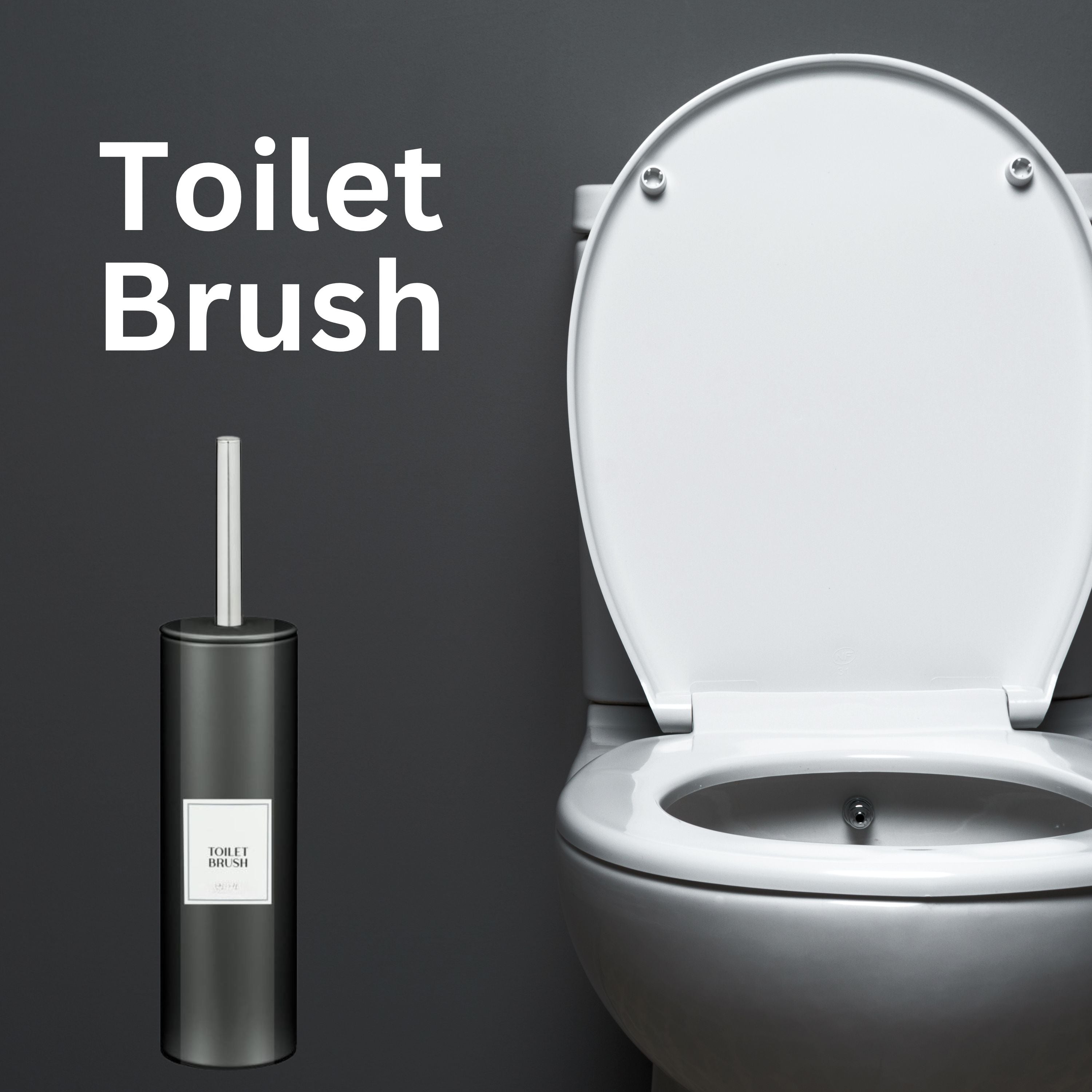 Stainless Steel Toilet Brush with Holder, Round Stainless Steel Bathroom Deep Cleaning Scrub Toilet Brush & Holder Set, Attached Lid Toilet Cleaner Brush