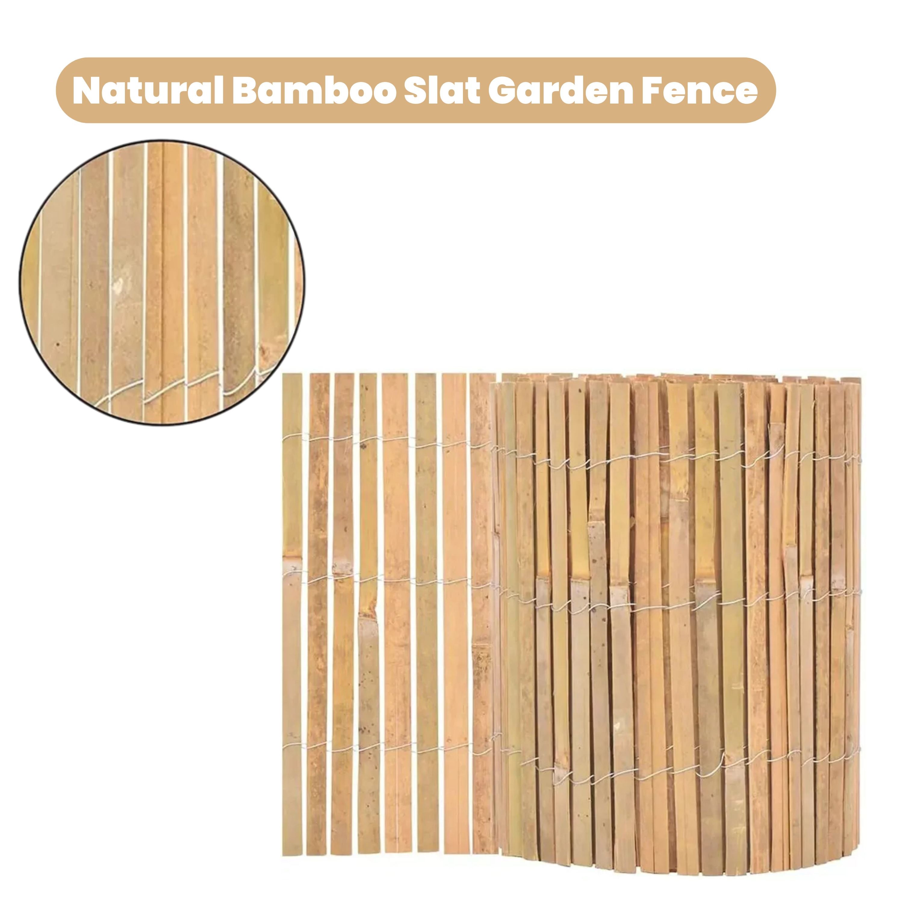 Bamboo Slat Fence Screening Roll Garden Privacy Fencing Penal 2x3m Outdoor tg9