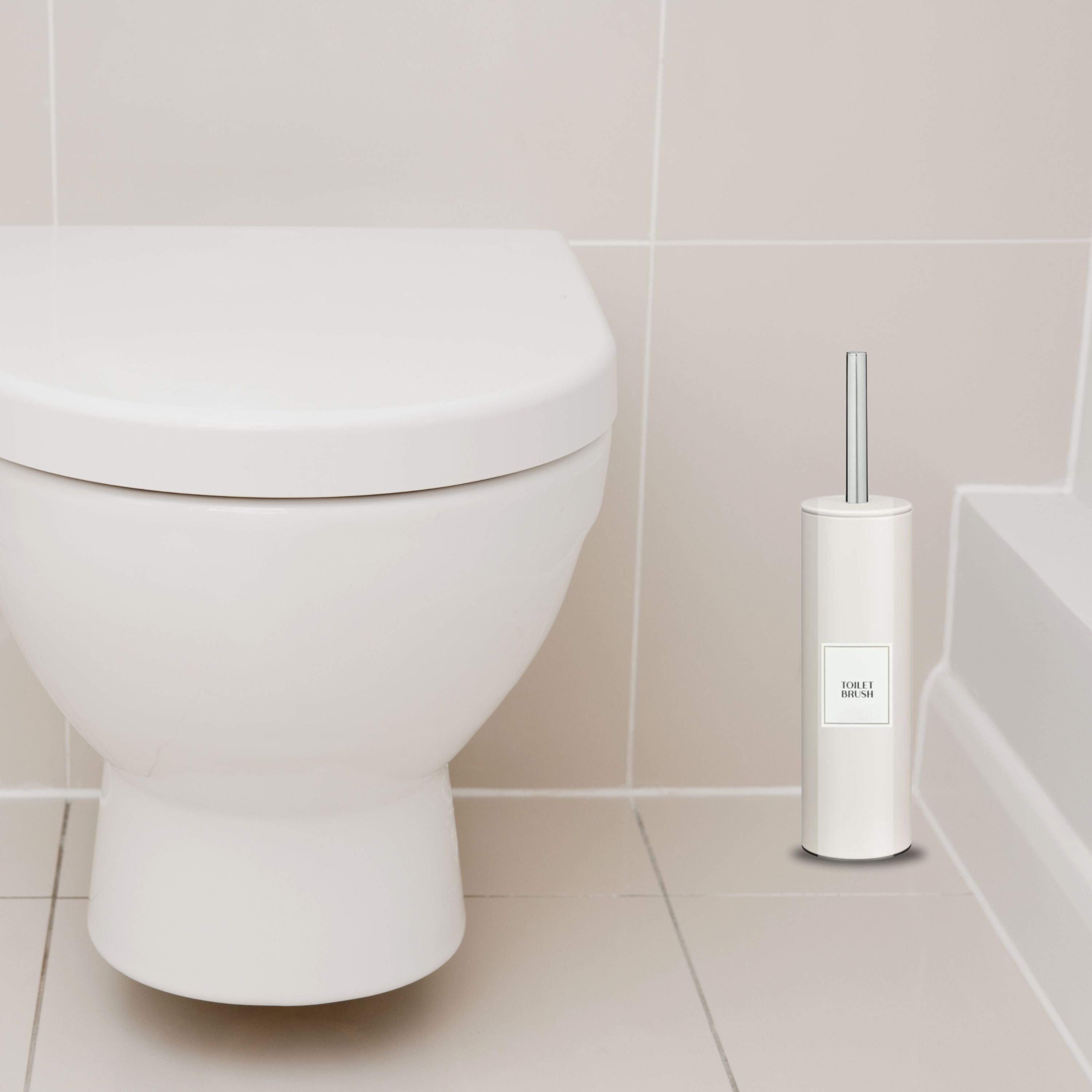 Stainless Steel Toilet Brush with Holder, Round Stainless Steel Bathroom Deep Cleaning Scrub Toilet Brush & Holder Set, Attached Lid Toilet Cleaner Brush