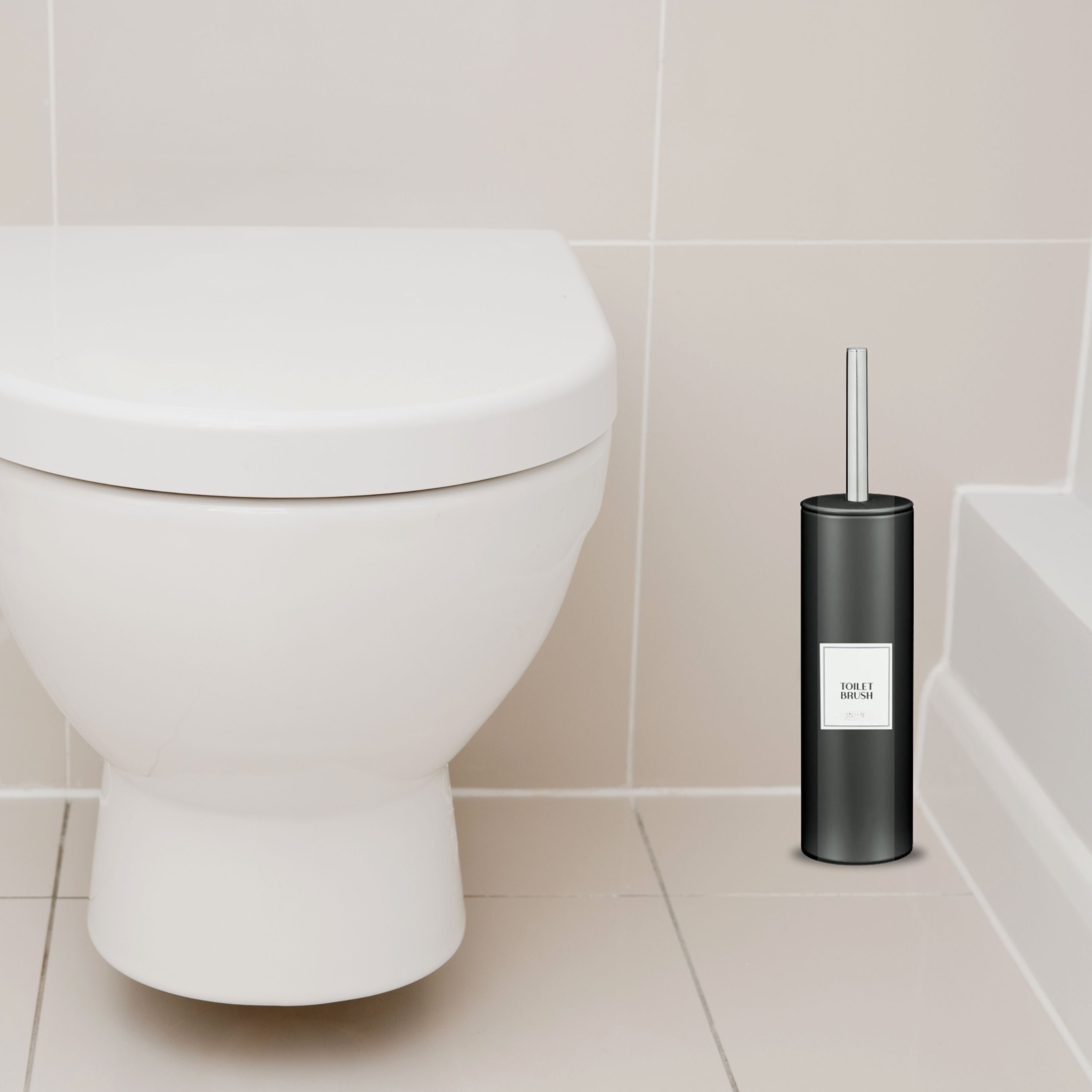 Stainless Steel Toilet Brush with Holder, Round Stainless Steel Bathroom Deep Cleaning Scrub Toilet Brush & Holder Set, Attached Lid Toilet Cleaner Brush