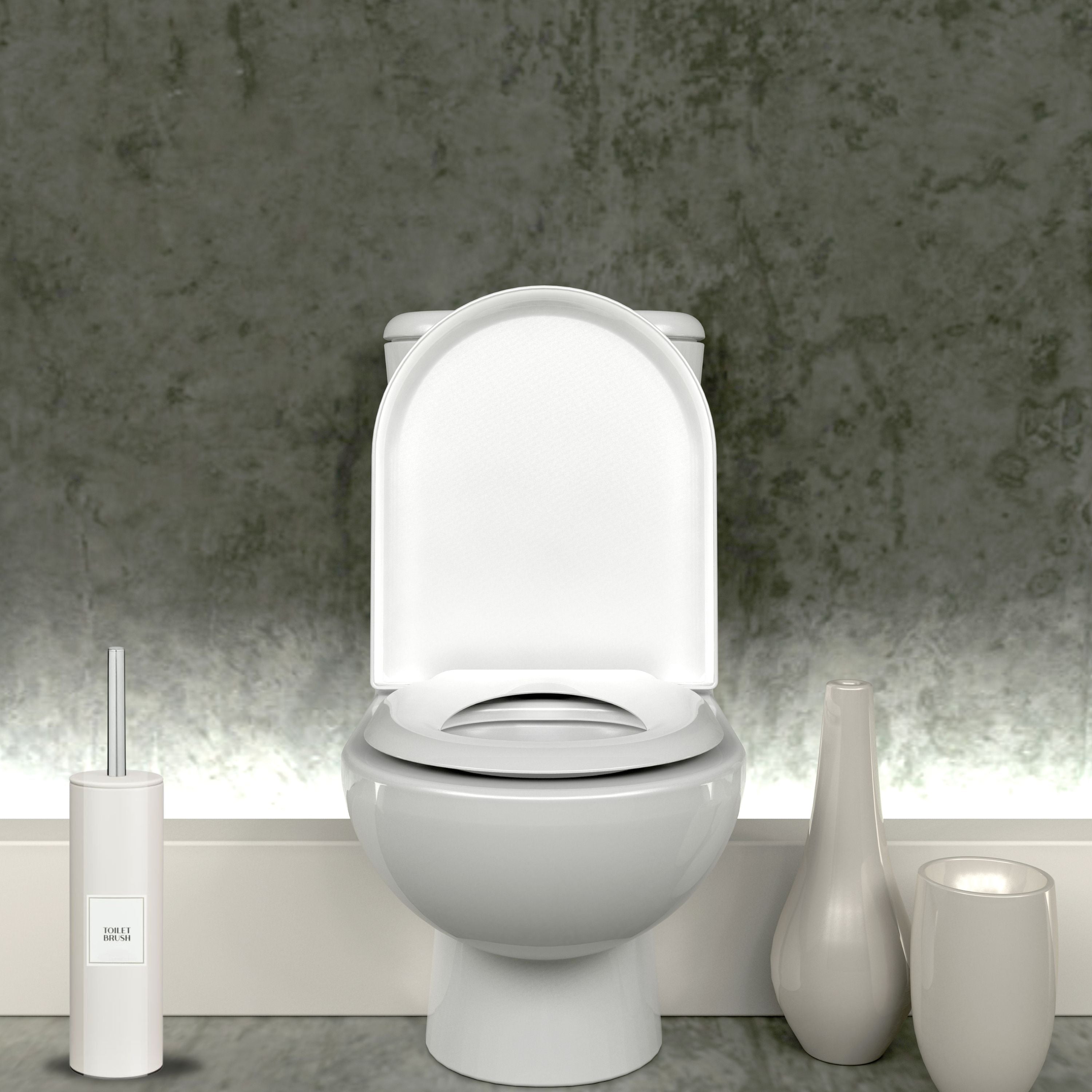 Stainless Steel Toilet Brush with Holder, Round Stainless Steel Bathroom Deep Cleaning Scrub Toilet Brush & Holder Set, Attached Lid Toilet Cleaner Brush