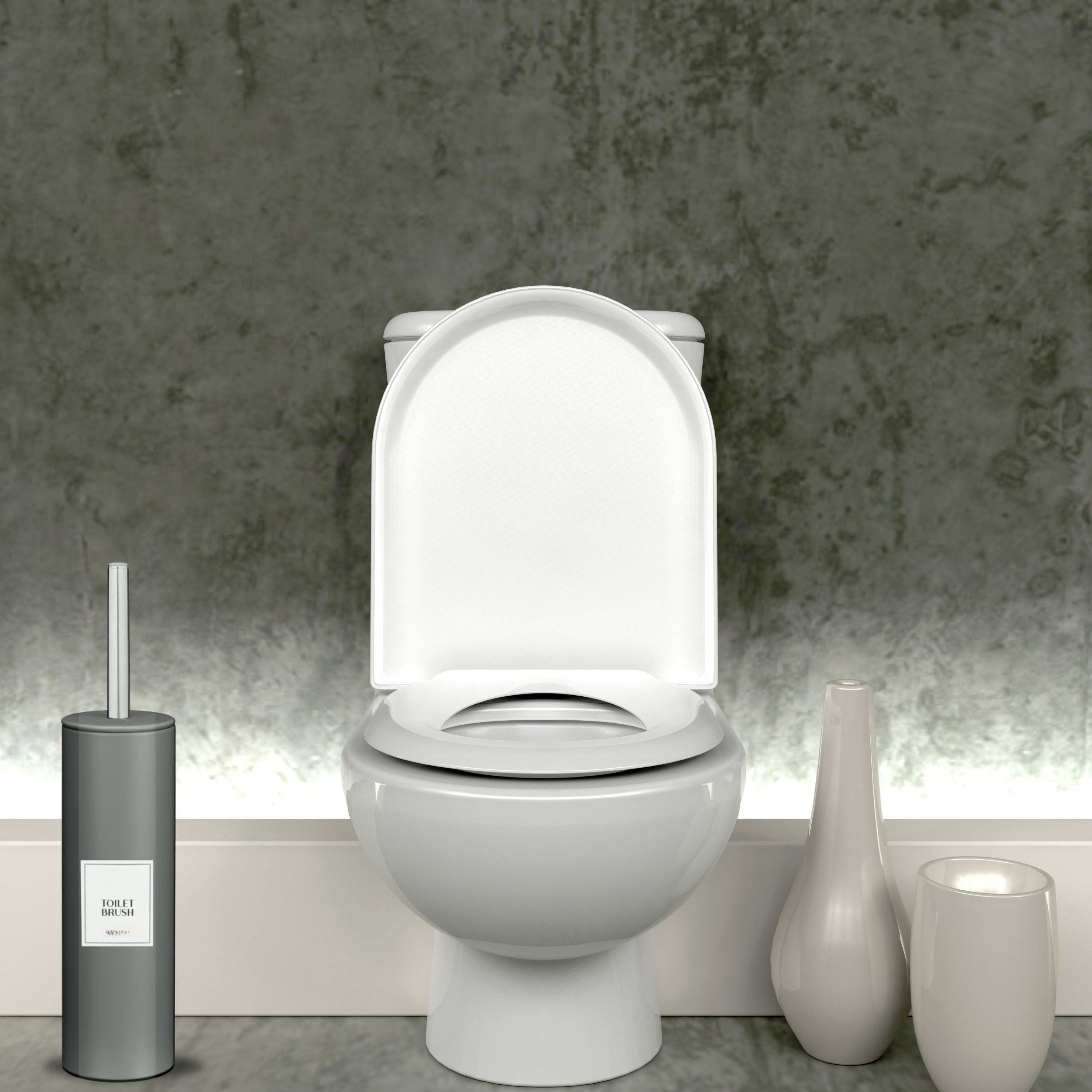 Stainless Steel Toilet Brush with Holder, Round Stainless Steel Bathroom Deep Cleaning Scrub Toilet Brush & Holder Set, Attached Lid Toilet Cleaner Brush