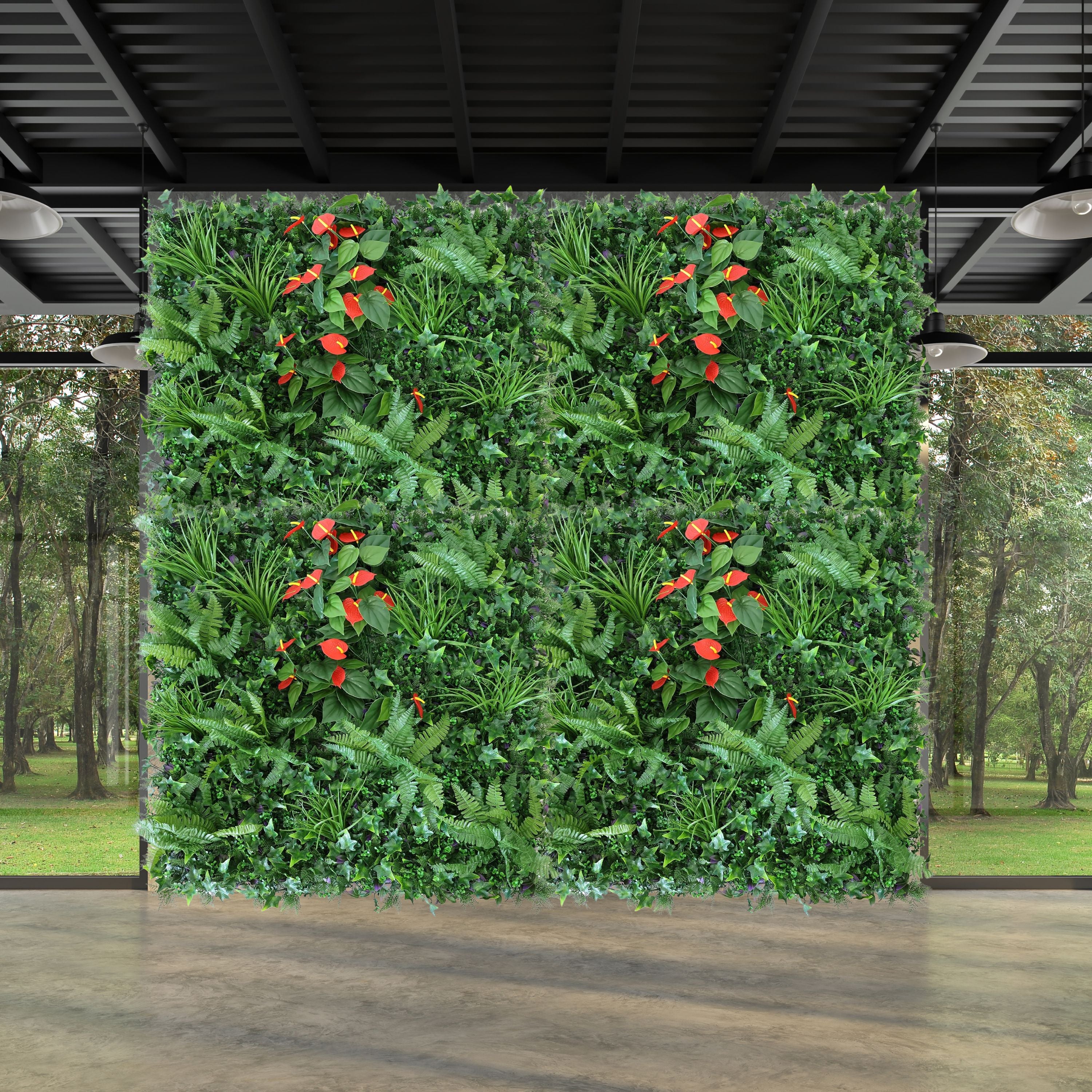 Artificial Plant Flower Living Wall Panels, Realistic Indoor/Outdoor Garden 1m x 1m Home, Office, Cafe, Shop, Salon, Wedding, Square Green Leaves Topiary, Green Grass Fence Wall Panels